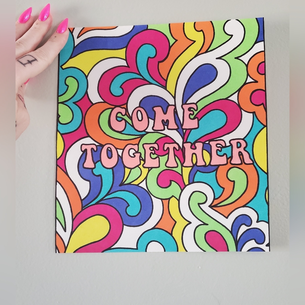 Hand Drawn Beatles Lyrics Psychedelic Original Art
